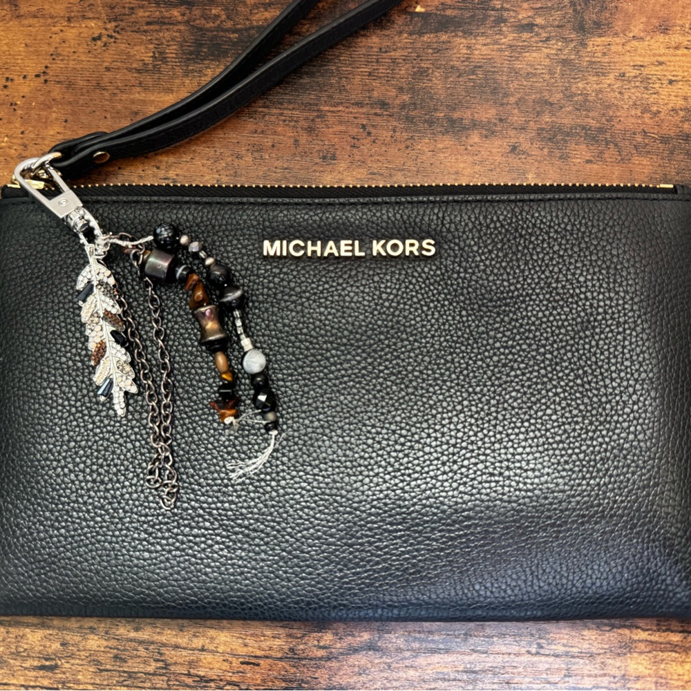 Brown Black Feather Bag Charm